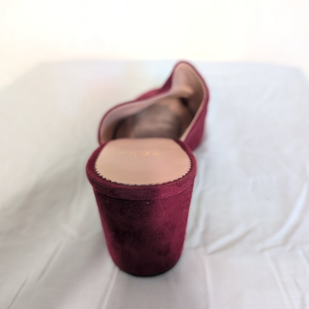 J.Crew Burgundy Suede Block Heel Mules Size 9 - Picture 5 of 10